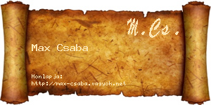 Max Csaba névjegykártya